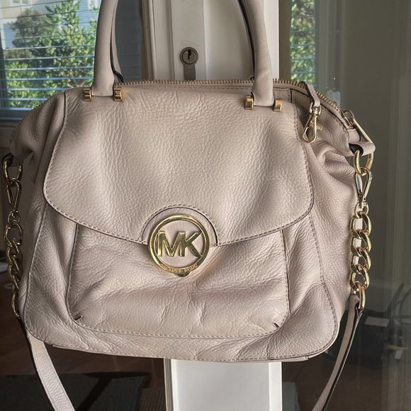 Michael Kors Satchel/Shoulder Bag Greyish White Leather - Picture 1 of 9